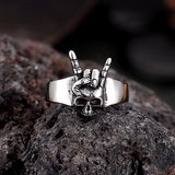Punk Rock Gesture Stainless Steel Skull Ring