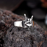 Punk Rock Gesture Stainless Steel Skull Ring