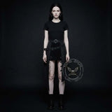 Punk Rock Strapped Halloween Open Front Half Skirt | Gthic.com