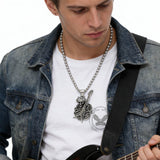 Punk Satan Skull Guitar-Playing Stainless Steel Pendant | Gthic.com