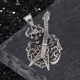 Punk Satan Skull Guitar-Playing Stainless Steel Pendant | Gthic.com