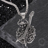 Punk Satan Skull Guitar-Playing Stainless Steel Pendant | Gthic.com