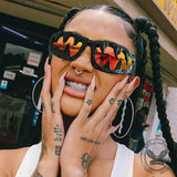 Punk Sharp Teeth Design Drip Glue PC Sunglasses 02 | Gthic.com