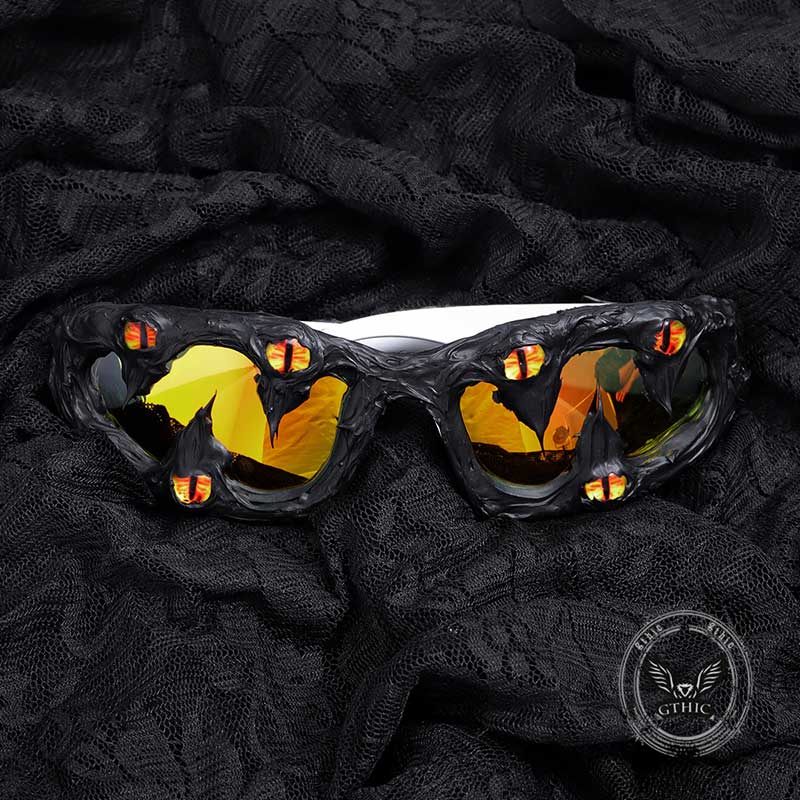 Punk Sharp Teeth Eyeballs Drip Glue PC Sunglasses – GTHIC