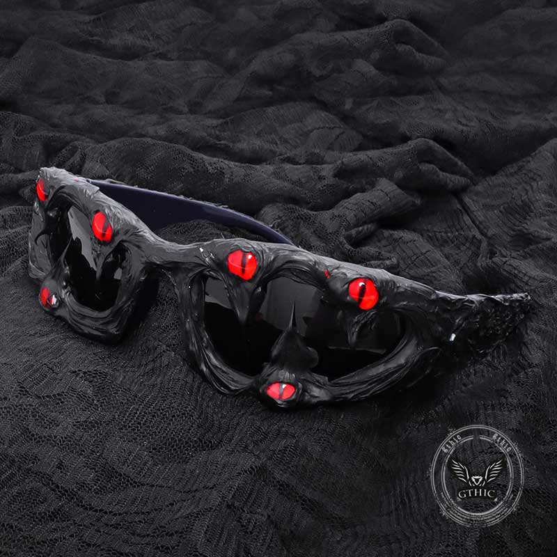 Punk Sharp Teeth Eyeballs Drip Glue PC Sunglasses – GTHIC