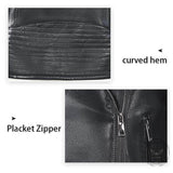 Punk Short Studded Slanted Zipper Slim Fit PU Leather Jacket