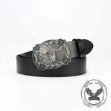 Punk Silver Bull Head Buckle Embossed PU Leather Belt 01 | Gthic.com