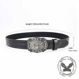 Punk Silver Bull Head Buckle Embossed PU Leather Belt