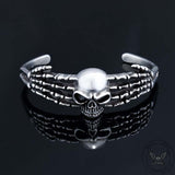 Punk Skeleton Hand Skull Head Stainless Steel Open Bracelet