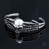 Punk Skeleton Hand Skull Head Stainless Steel Open Bracelet