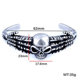 Punk Skeleton Hand Skull Head Stainless Steel Open Bracelet