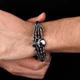 Punk Skeleton Hand Skull Head Stainless Steel Open Bracelet