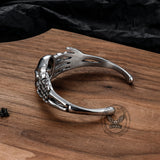Punk Skeleton Hand Skull Head Stainless Steel Open Bracelet