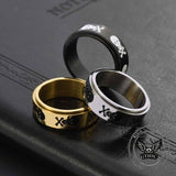 Punk Skull Crossbone Stainless Steel Spinner Ring 03 | Gthic.com
