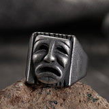 Punk Skull Face Expression Square Stainless Steel Ring | Gthic.com