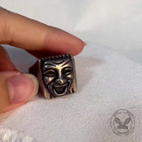 Punk Skull Face Expression Square Stainless Steel Ring | Gthic.com