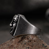 Punk Skull Face Expression Square Stainless Steel Ring
