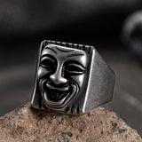 Punk Skull Face Expression Square Stainless Steel Ring | Gthic.com
