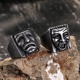 Punk Skull Face Expression Square Stainless Steel Ring | Gthic.com