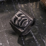 Punk Skull Face Expression Square Stainless Steel Ring