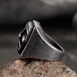 Punk Skull Face Expression Square Stainless Steel Ring