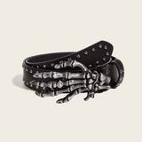 Punk Skull Hand Buckle Rivet PU Leather Belt 01 | Gthic.com