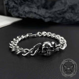 Punk Skull Head Cuban Link Stainless Steel Bracelet
