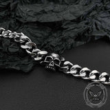 Punk Skull Head Cuban Link Stainless Steel Bracelet