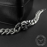 Punk Skull Head Cuban Link Stainless Steel Bracelet