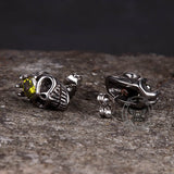 Punk Skull Head Stainless Steel Gemstone Earrings