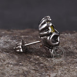 Punk Skull Head Stainless Steel Gemstone Earrings