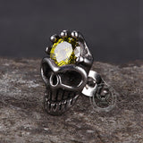 Punk Skull Head Stainless Steel Gemstone Earrings