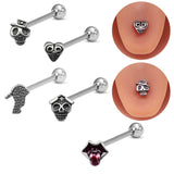 Punk Skull Head Stainless Steel Tongue Ring | Gthic.com