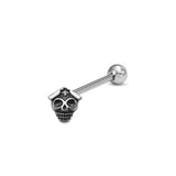 Punk Skull Head Stainless Steel Tongue Ring | Gthic.com
