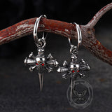 Punk Skull Nail Cross Stainless Steel Gem Earrings