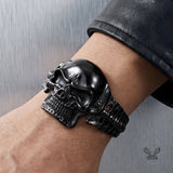 Punk Skull Skeletal Joints Stainless Steel Open Bracelet | Gthic.com