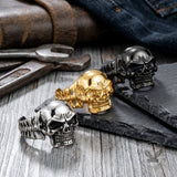 Punk Skull Skeletal Joints Stainless Steel Open Bracelet