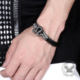 Punk Snake-Shaped Double-Layered Woven Leather Bracelet