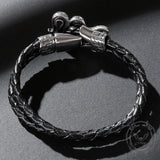 Punk Snake-Shaped Double-Layered Woven Leather Bracelet