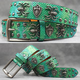 Punk Spider Rivet Snake Pattern PU Leather Belt