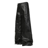 Punk Spider Web Textured PU Leather Jacket Pants