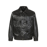 Punk Spider Web Textured PU Leather Jacket Pants | Gthic.com