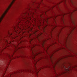 Punk Spider Web Textured PU Leather Jacket Pants