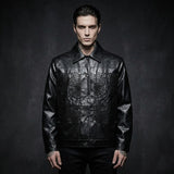 Punk Spider Web Textured PU Leather Jacket Pants | Gthic.com