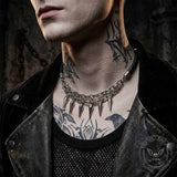 Punk Spike Leather Stainless Steel Clavicle Necklace | Gthic.com