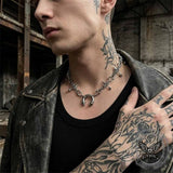 Punk Spike Piercing Stainless Steel Clavicle Necklace | Gthic.com