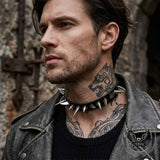 Punk Spike PU Leather Alloy Choker Necklace | Gthic.com