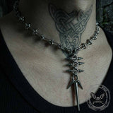 Punk Spiked Piercing Stainless Steel Clavicle Necklace | Gthic.com
