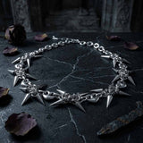 Punk Spiked Stainless Steel Choker Clavicle Necklace | Gthic.com