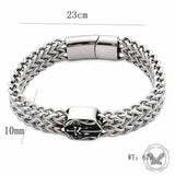 Punk St. Michael Archangel Woven Leather Stainless Steel Bracelet
